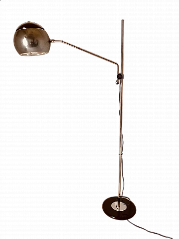 Chromed steel and iron floor lamp, 1960s