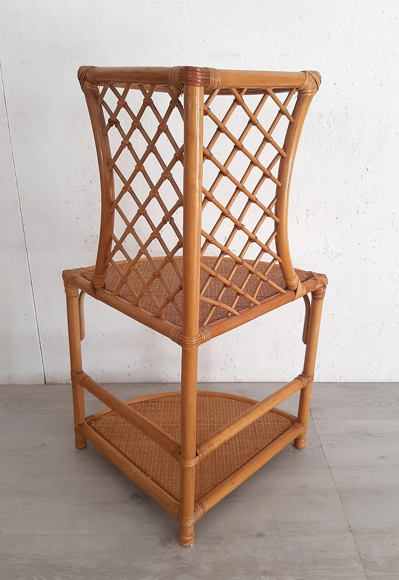 Bamboo corner unit with 3 shelves, 1960s 4