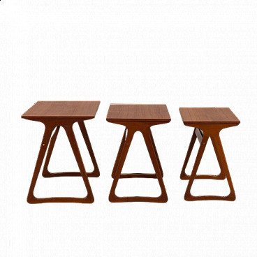 3 Tavolini danesi in teak nello stile di J. Andersen CFC, anni '60