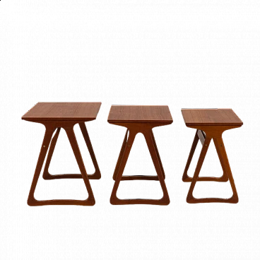 3 Tavolini danesi in teak nello stile di J. Andersen CFC, anni '60