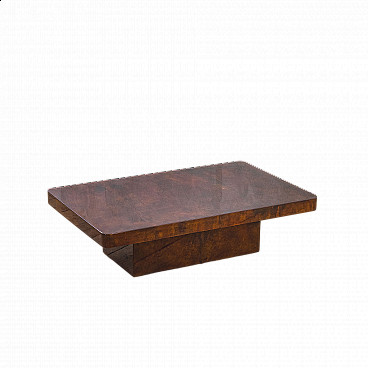 Coffee table with wooden frame and parchment covering by Aldo Tura, 1970s