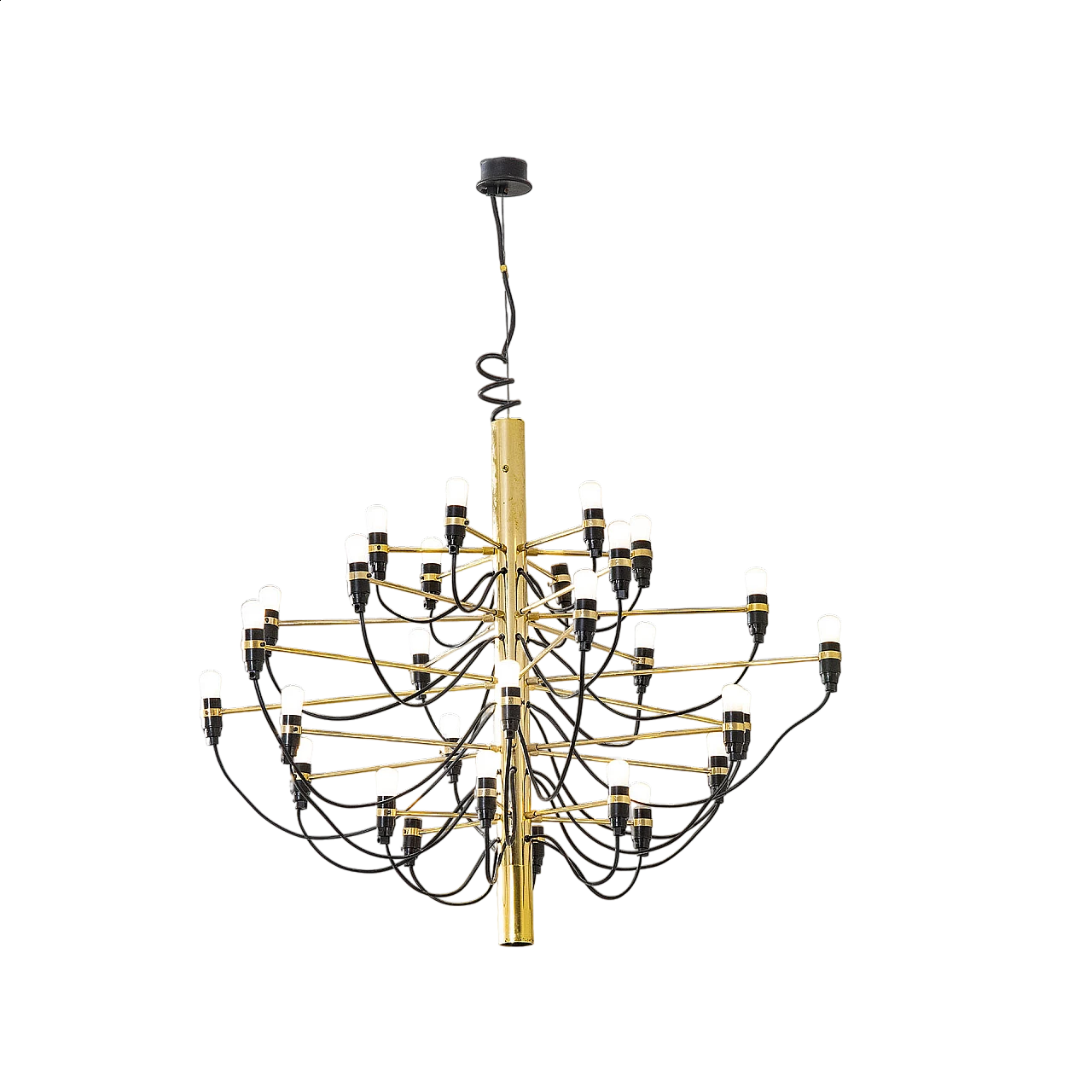 2097/30 brass and bakelite chandelier by Gino Sarfatti for Arteluce, 1960s 7