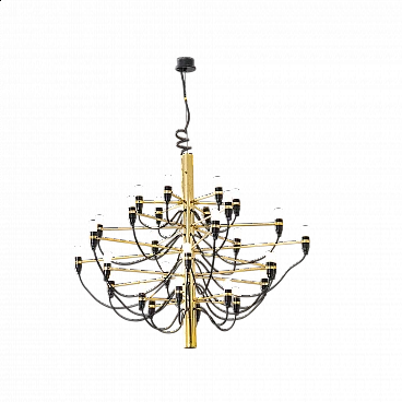 2097/30 brass and bakelite chandelier by Gino Sarfatti for Arteluce, 1960s