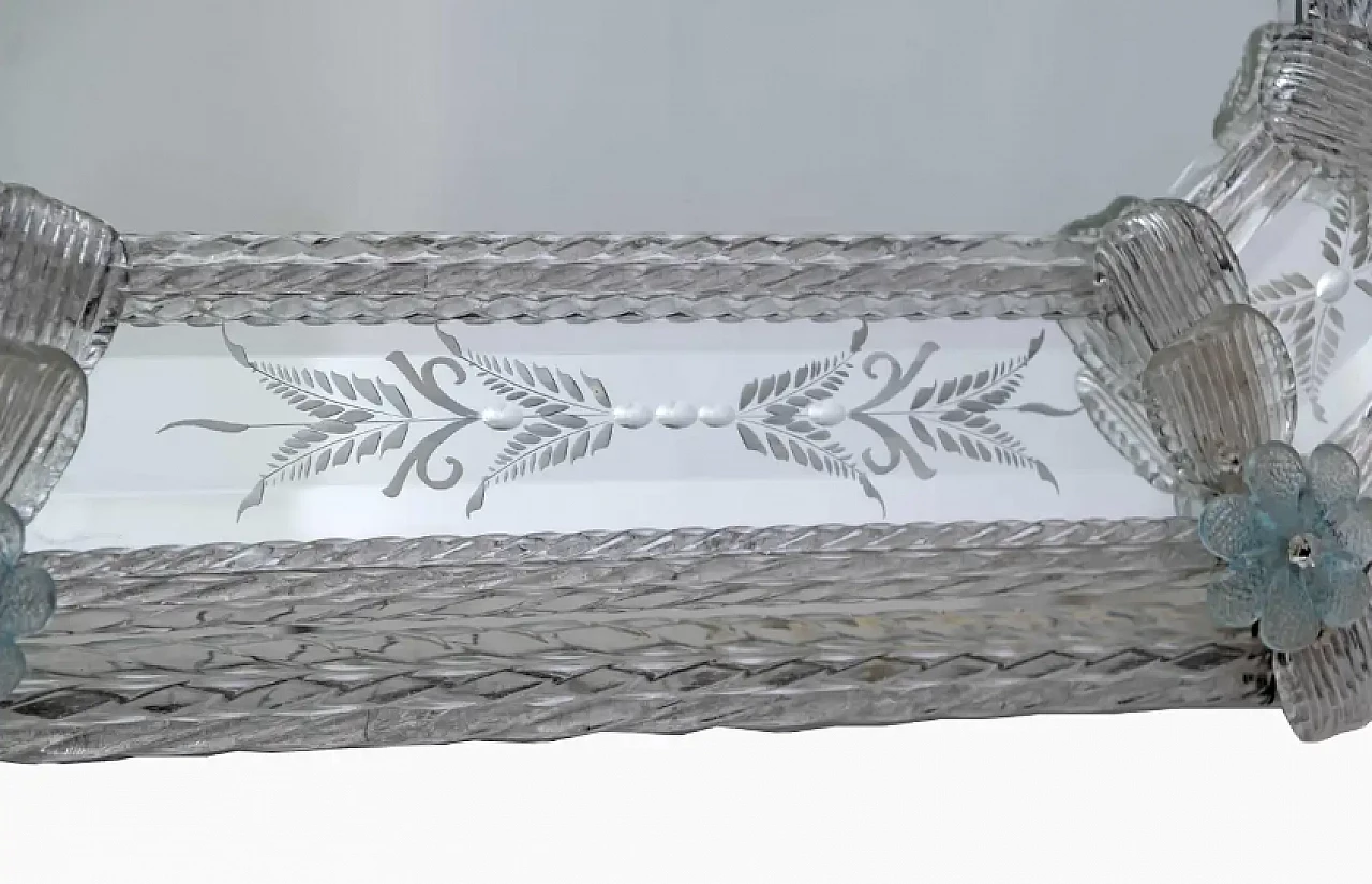 Octagonal mirror with flowers in Murano glass, 1940s 9