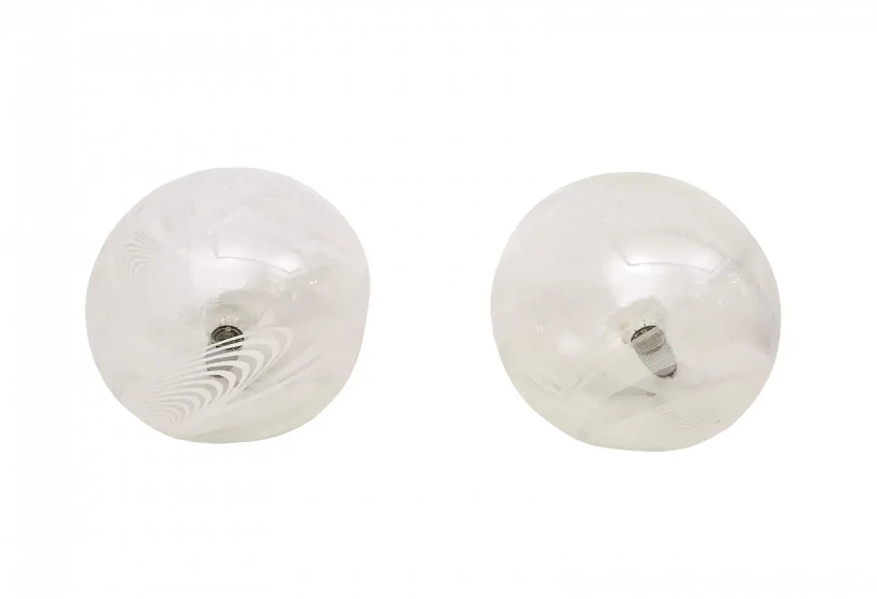 Pair of blown glass spherical table lamps by Lino Tagliapietra for La Murrina, 1970s 1