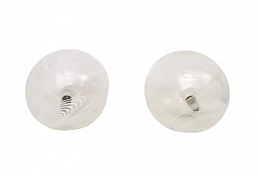 Coppia di lampade da tavolo sferiche in vetro soffiato di Lino Tagliapietra per La Murrina, anni '70