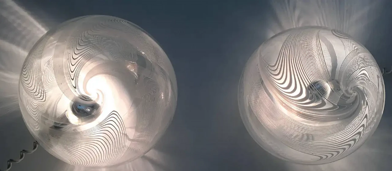 Coppia di lampade da tavolo sferiche in vetro soffiato di Lino Tagliapietra per La Murrina, anni '70 2