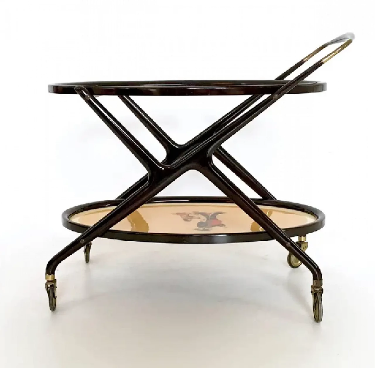 Cart in ebonised beech wood with oriental print by Cesare Lacca, 1950s 3
