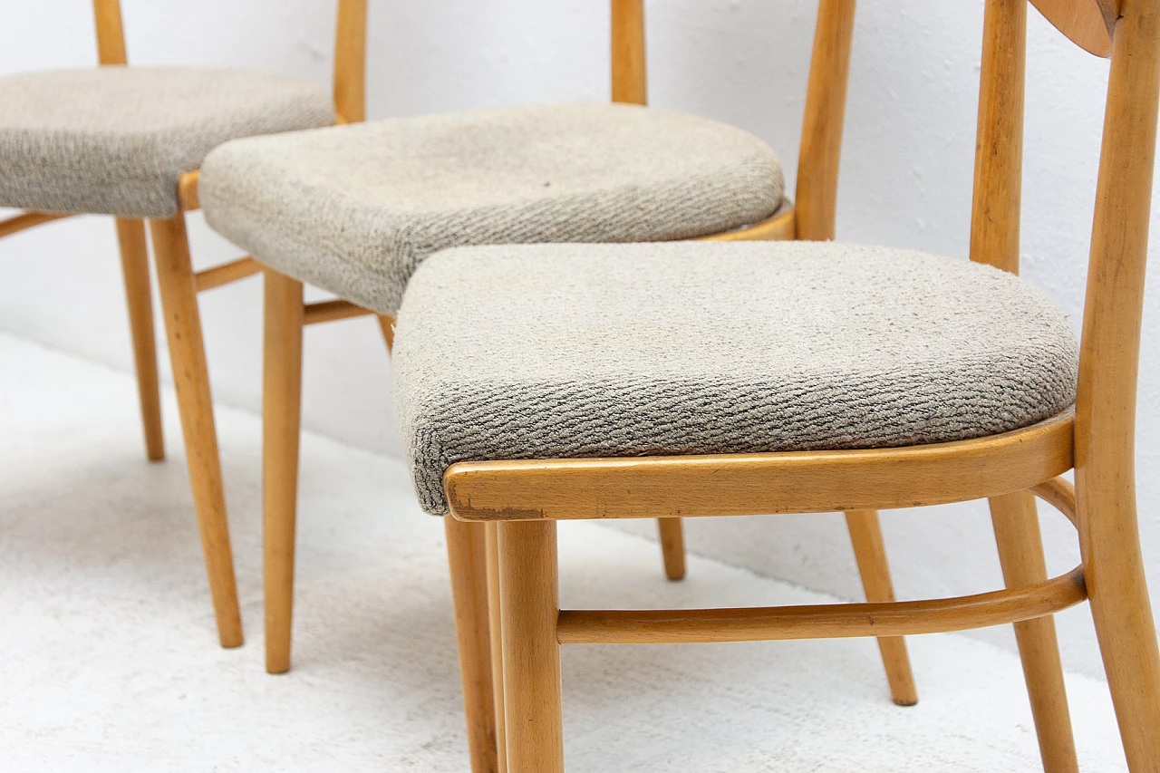 4 Beech and fabric dining chairs, 1960s 7