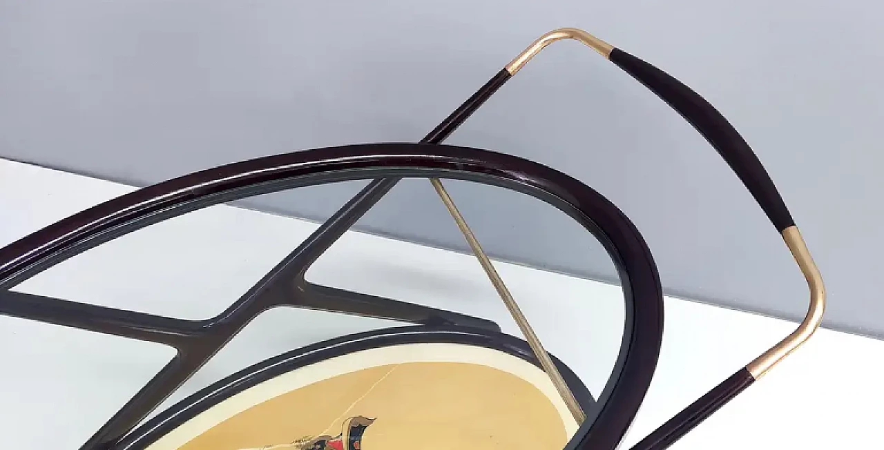Cart in ebonised beech wood with oriental print by Cesare Lacca, 1950s 9