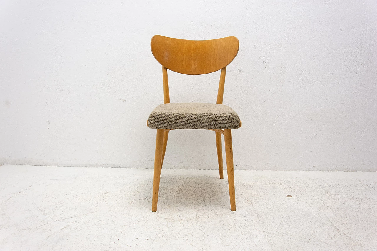 4 Beech and fabric dining chairs, 1960s 10