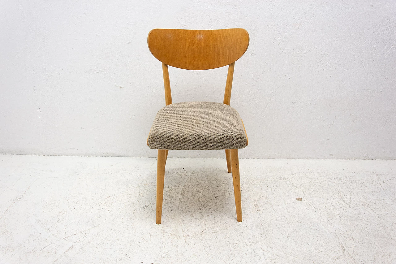 4 Beech and fabric dining chairs, 1960s 11