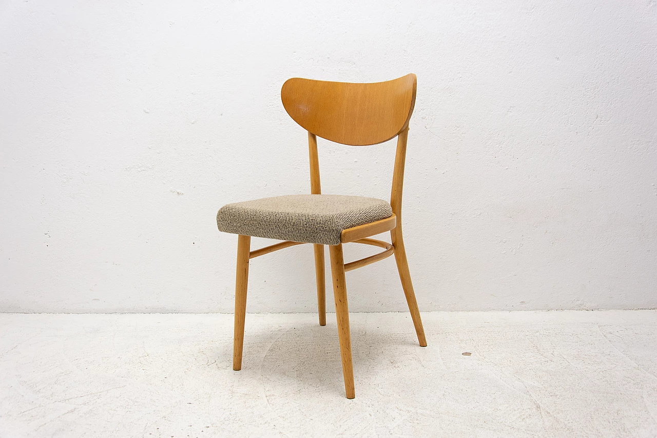 4 Beech and fabric dining chairs, 1960s 14