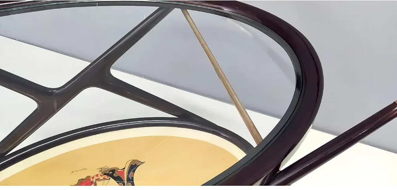 Cart in ebonised beech wood with oriental print by Cesare Lacca, 1950s 10