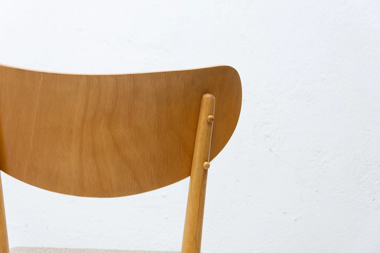 4 Beech and fabric dining chairs, 1960s 20