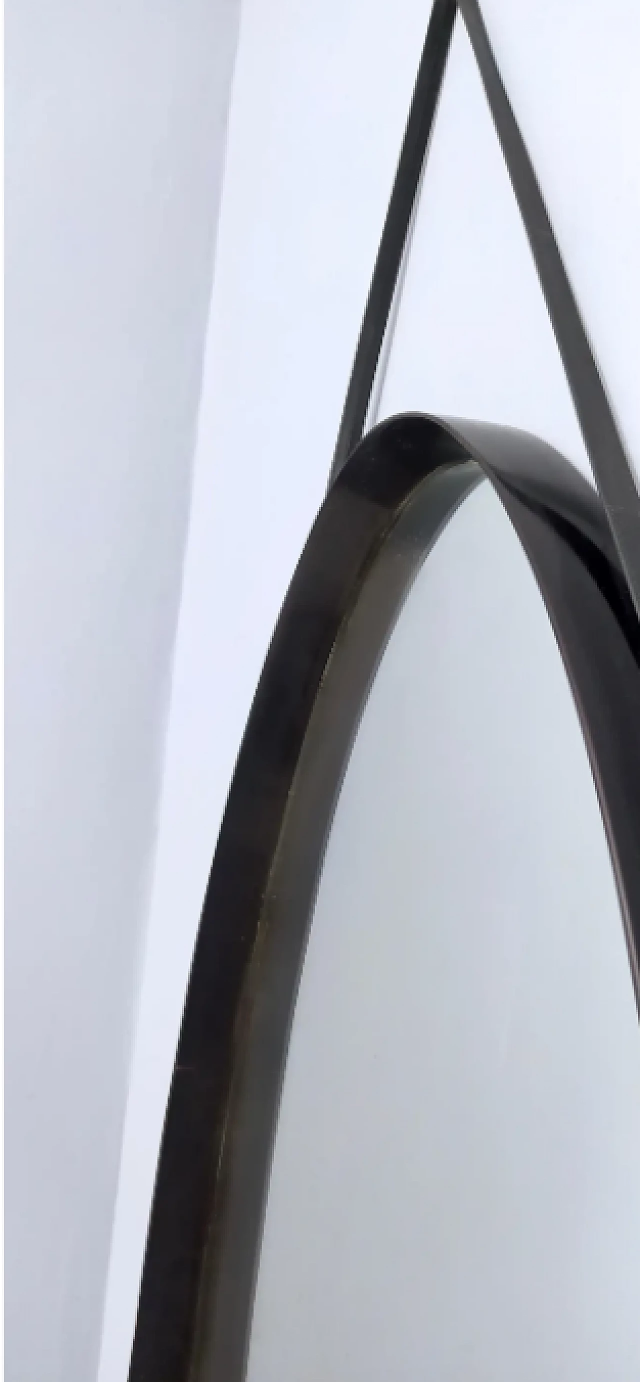 Specchio ovale da parete con cornice in legno ebanizzato e gancio in pelle, anni '60 7