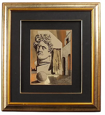 Canto d'amore, metal screen print dipped in gold by Giorgio De Chirico, 1980s