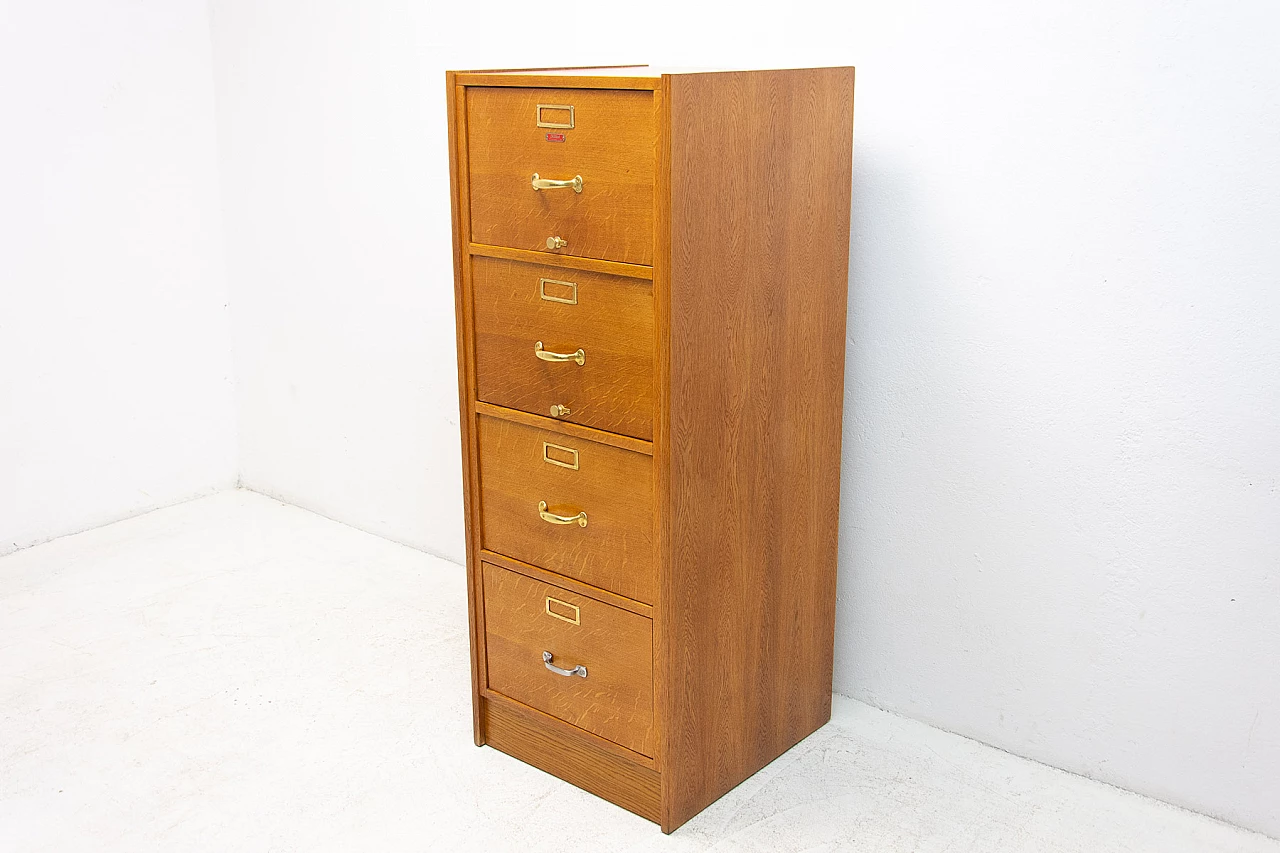 Industrial filing cabinet in oak, plywood and metal, 1930s 3