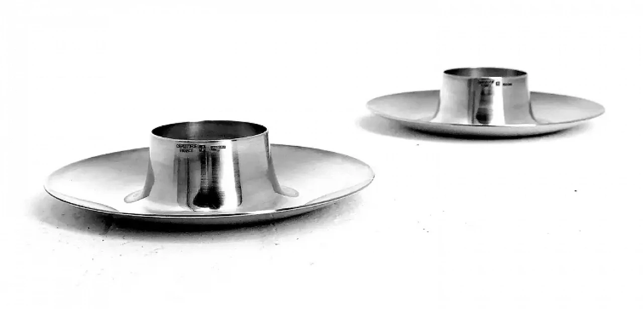 2 Stainless steel egg cups by Christofle, 1960s 2