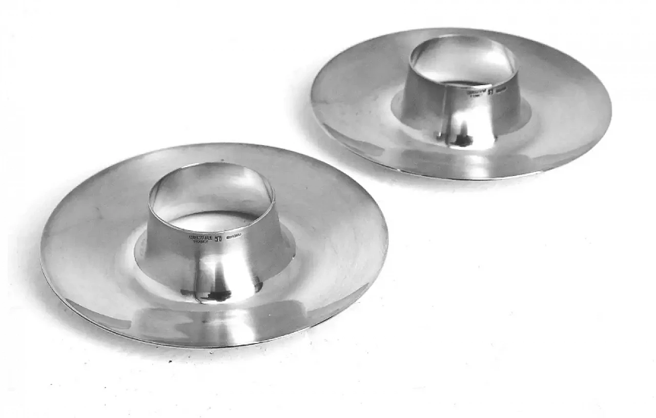 2 Stainless steel egg cups by Christofle, 1960s 4