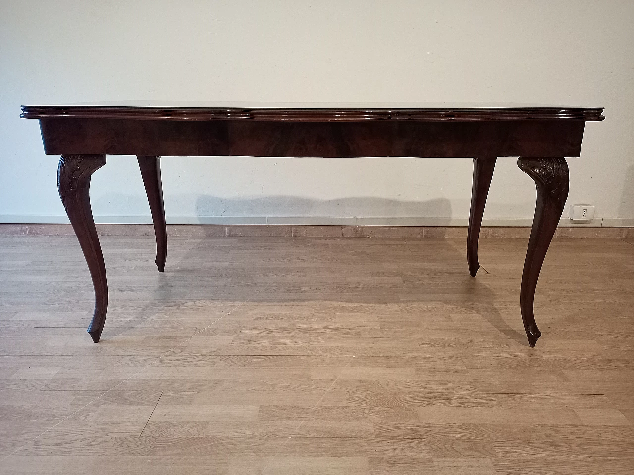 Chippendale style walnut, mahogany and smoked glass table, 1920s 17