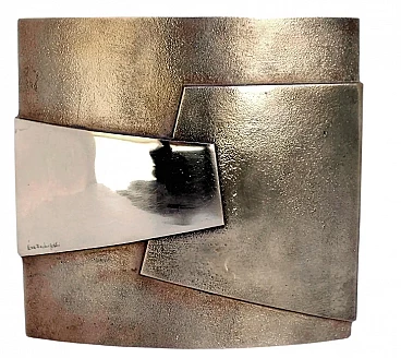 Vaso di arte astratta in bronzo color sabbia Esa Fedrigolli di Esart, anni '80