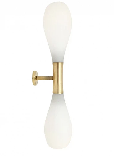 Glass and brass wall lamp by Bruno Gatta for Stilnovo, 1960s
