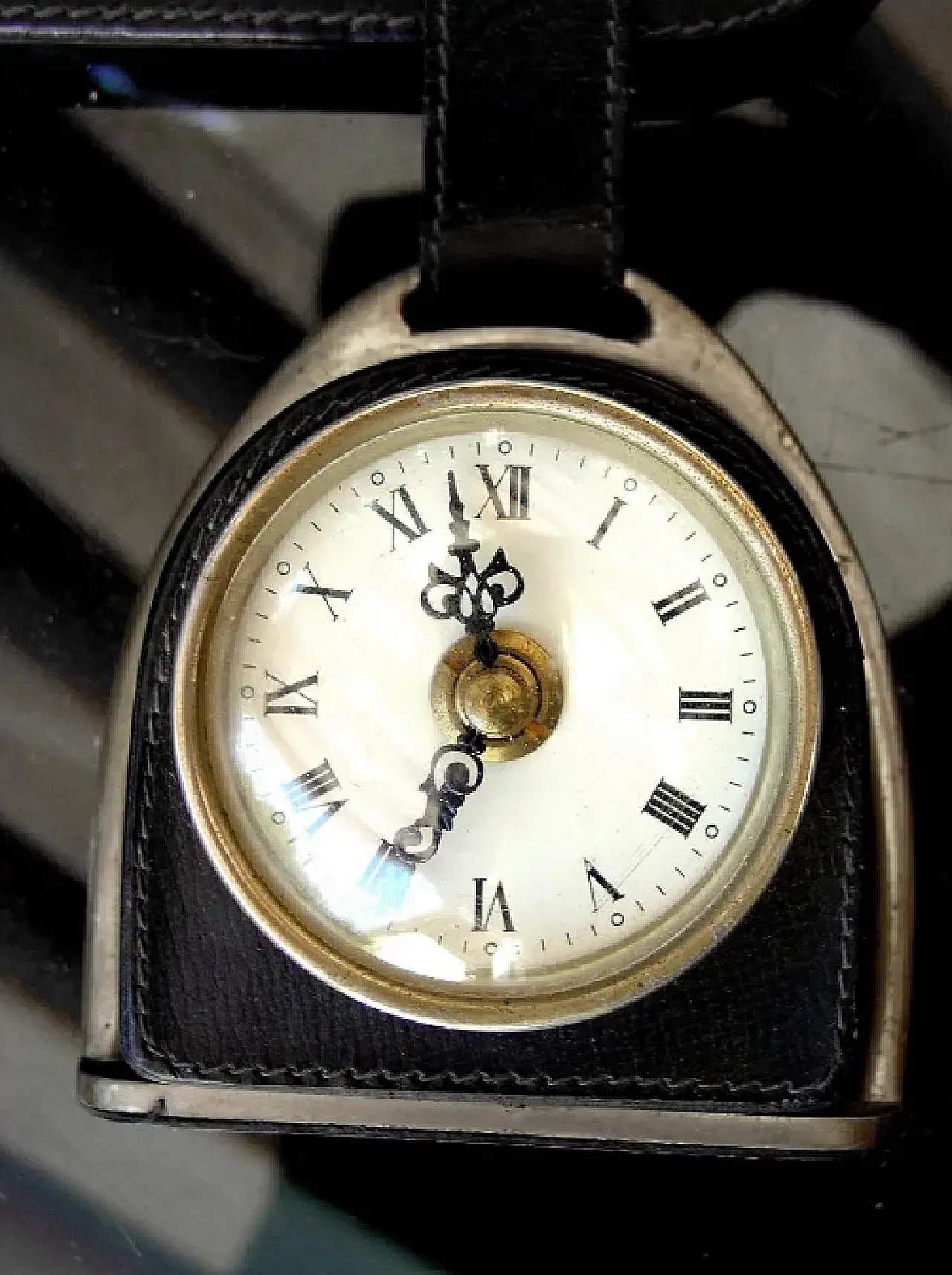 Barometro e orologio Gucci in metallo, ottone e pelle, anni '50 4