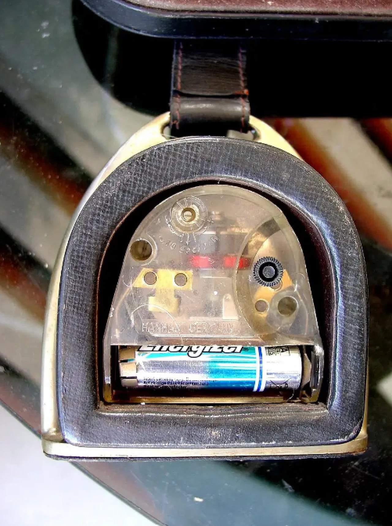 Barometro e orologio Gucci in metallo, ottone e pelle, anni '50 5
