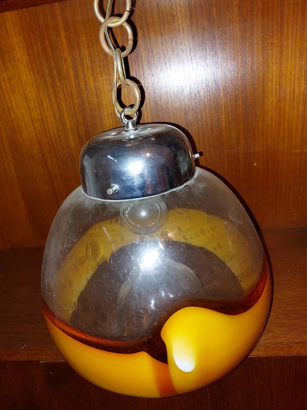 Orange and transparent glass hanging lamp, 1990s 2