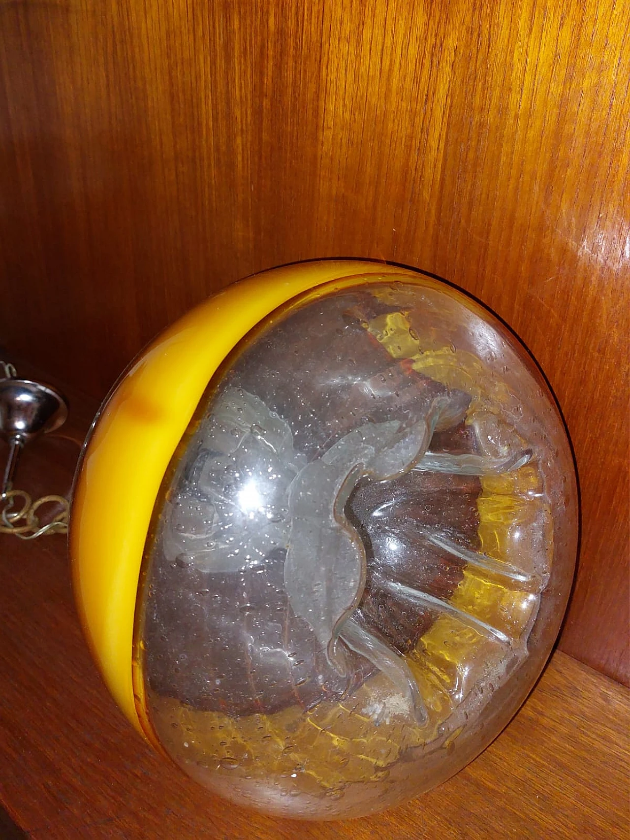 Orange and transparent glass hanging lamp, 1990s 3