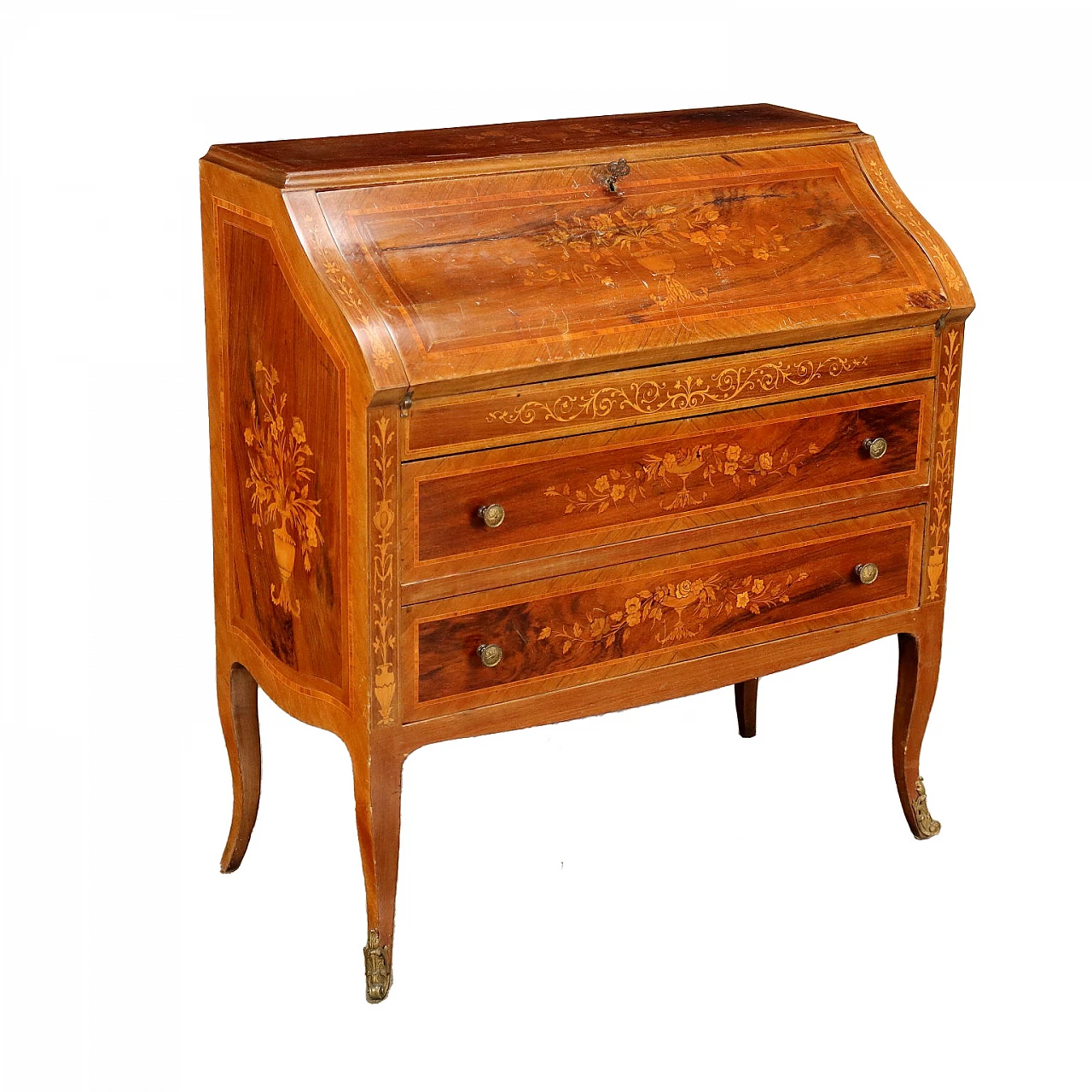 Ribalta in stile Neoclassico in legno con intarsi con floreali 1