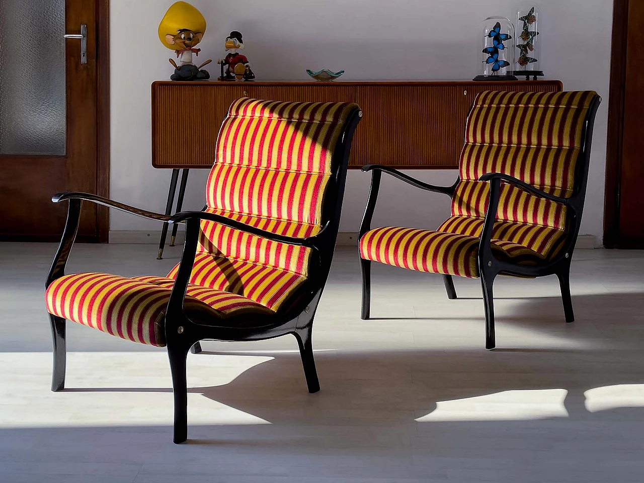 Pair of Mitzi armchairs by Ezio Longhi for Elam, 1950s 9