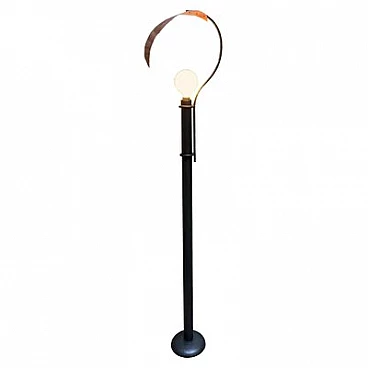 Black painted metal and copper floor lamp, 1980s