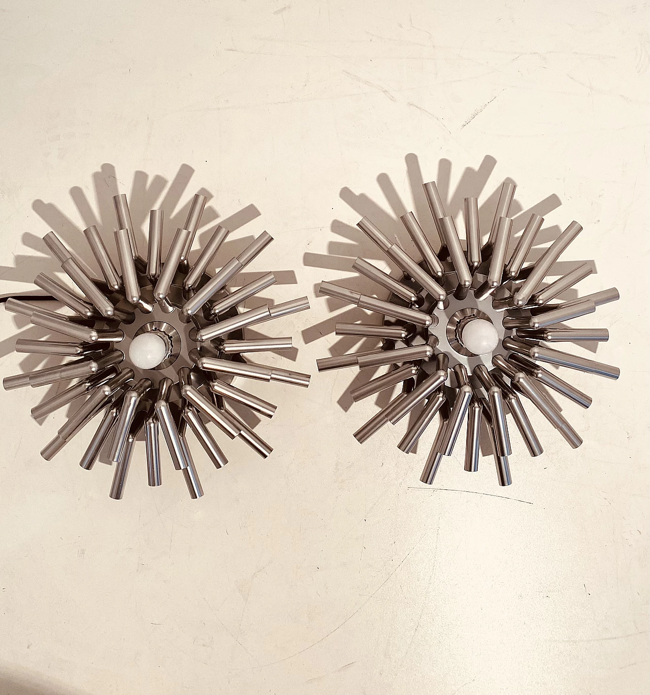 Pair of silver-plated plastic wall sconces, 1970s 2