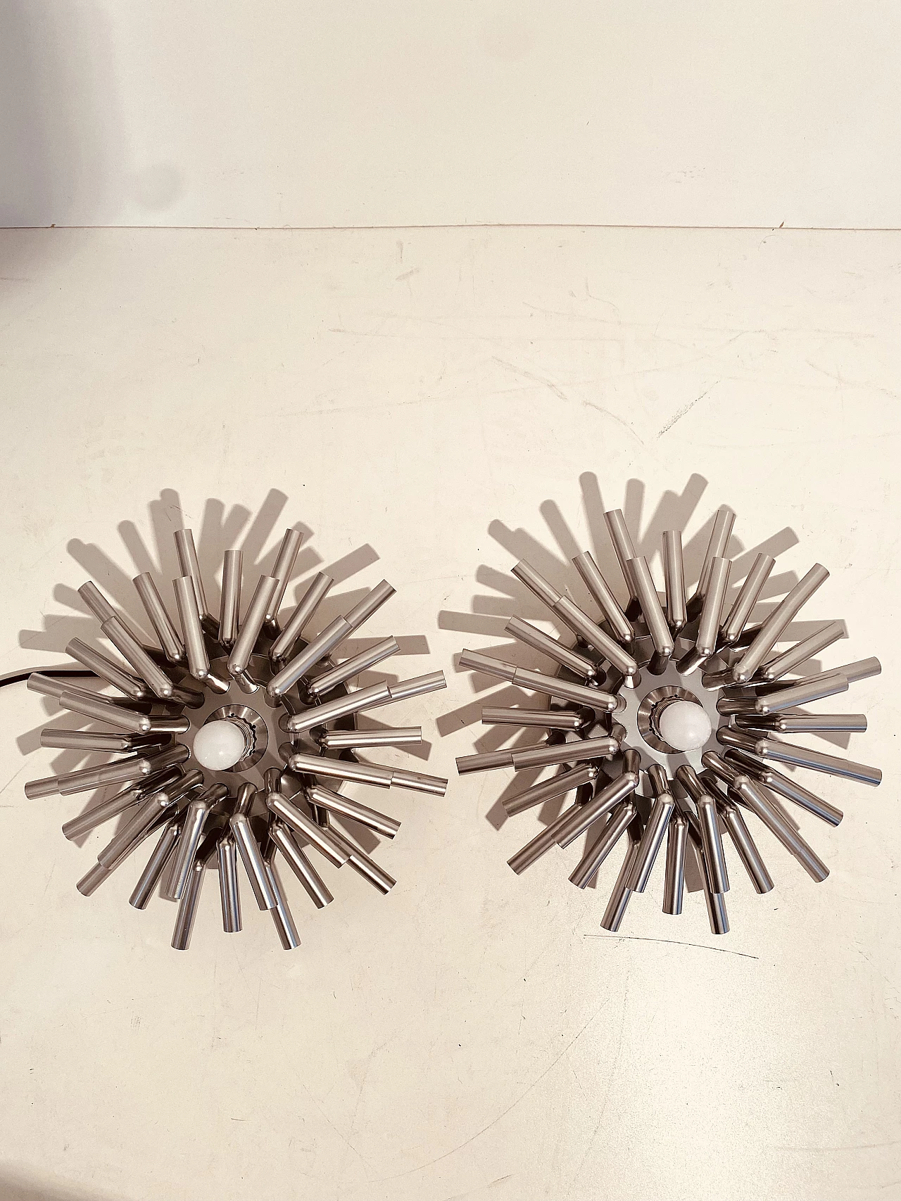 Pair of silver-plated plastic wall sconces, 1970s 3