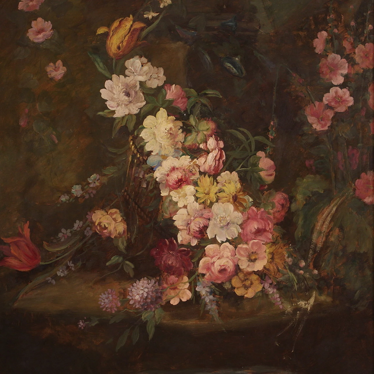 Still life with flowers, oil painting on masonite 1