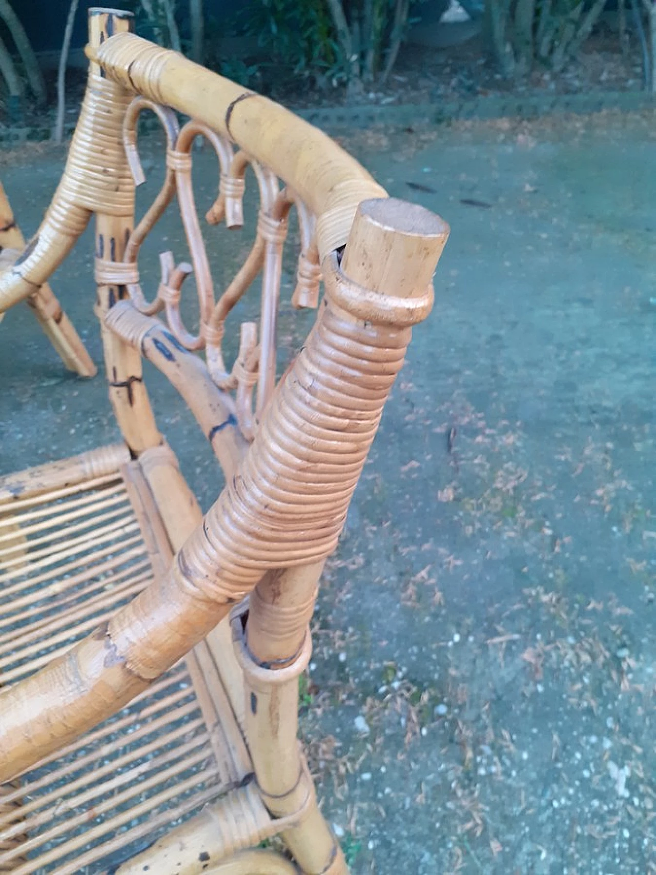 Bamboo sofa and pair of armchairs, 1970s 5