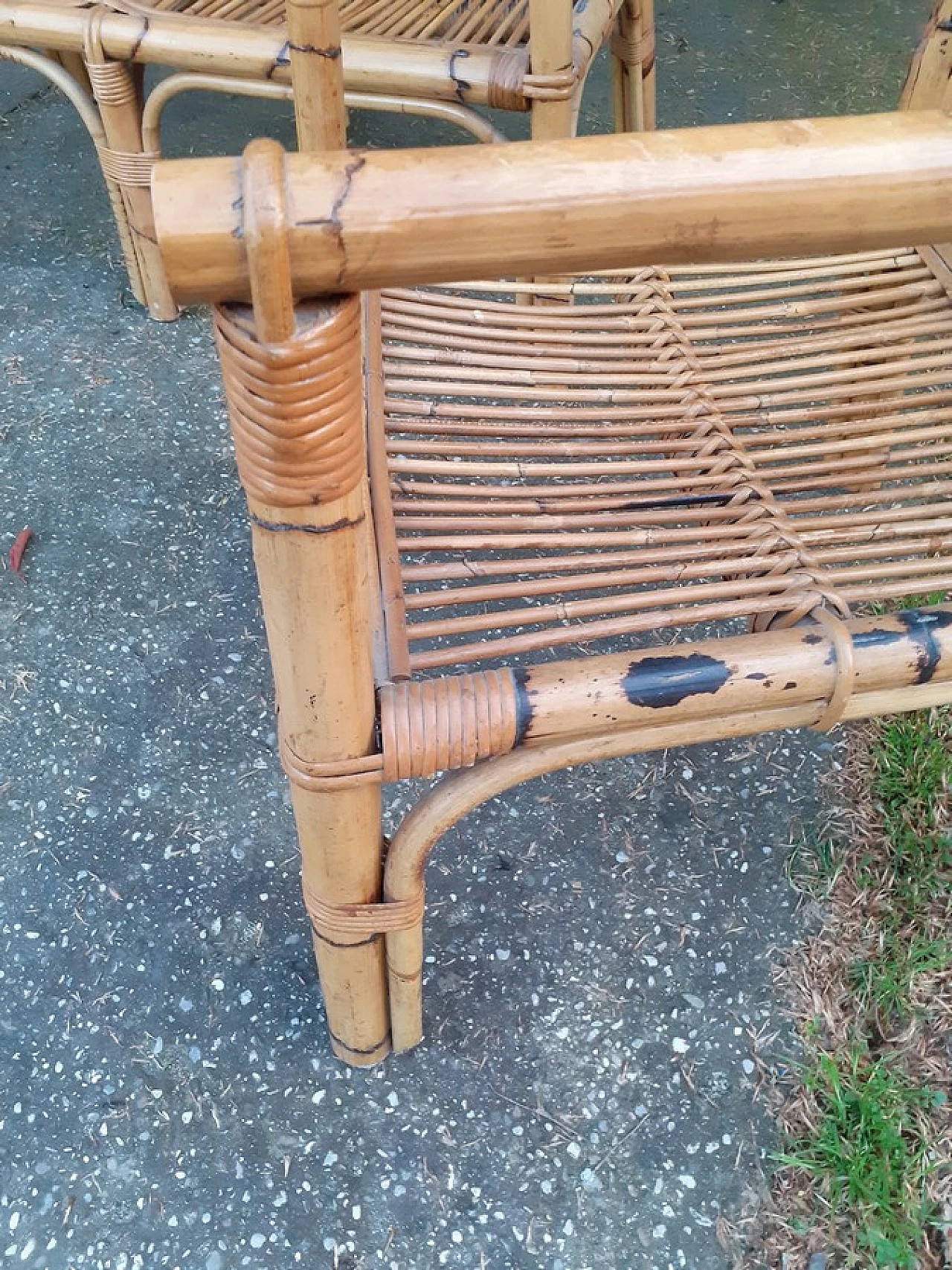 Bamboo sofa and pair of armchairs, 1970s 6
