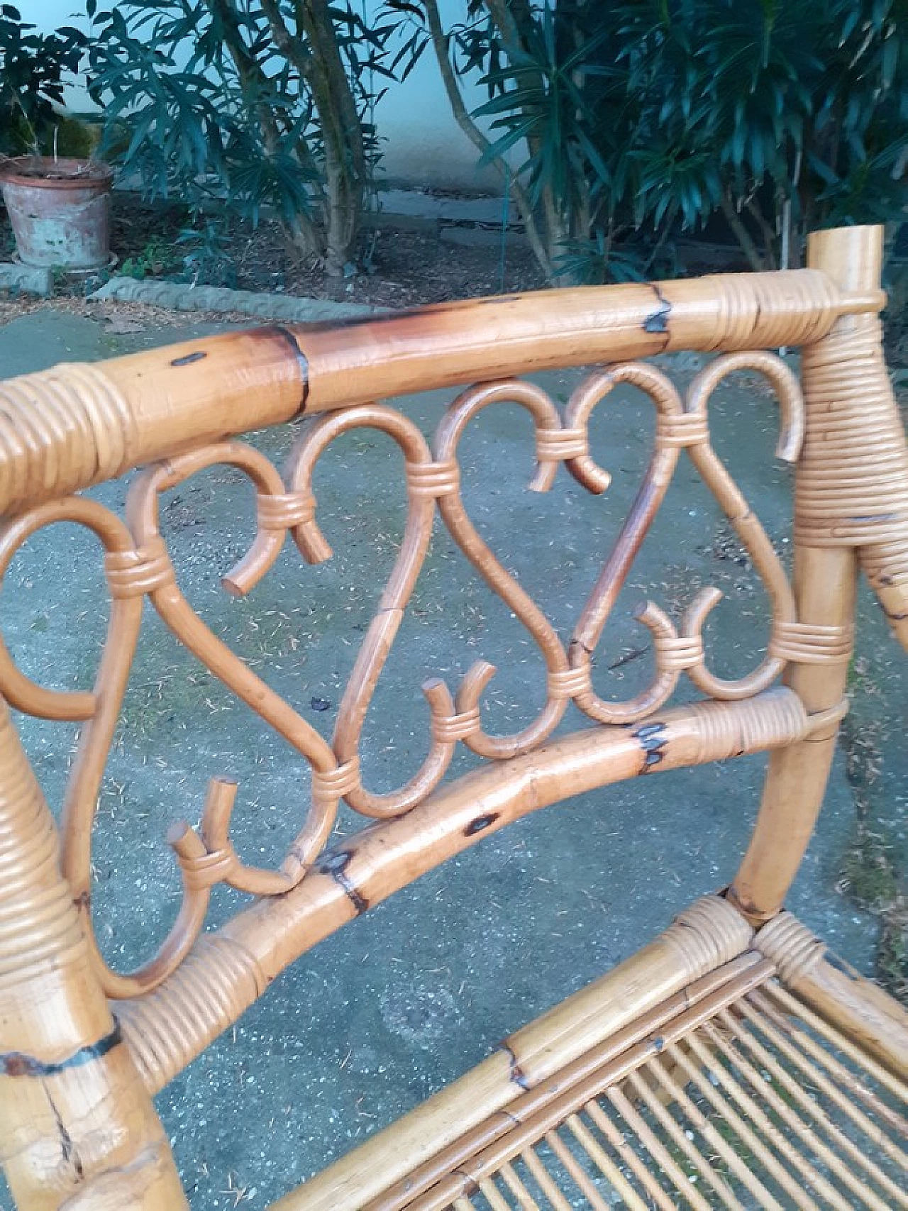 Bamboo sofa and pair of armchairs, 1970s 7