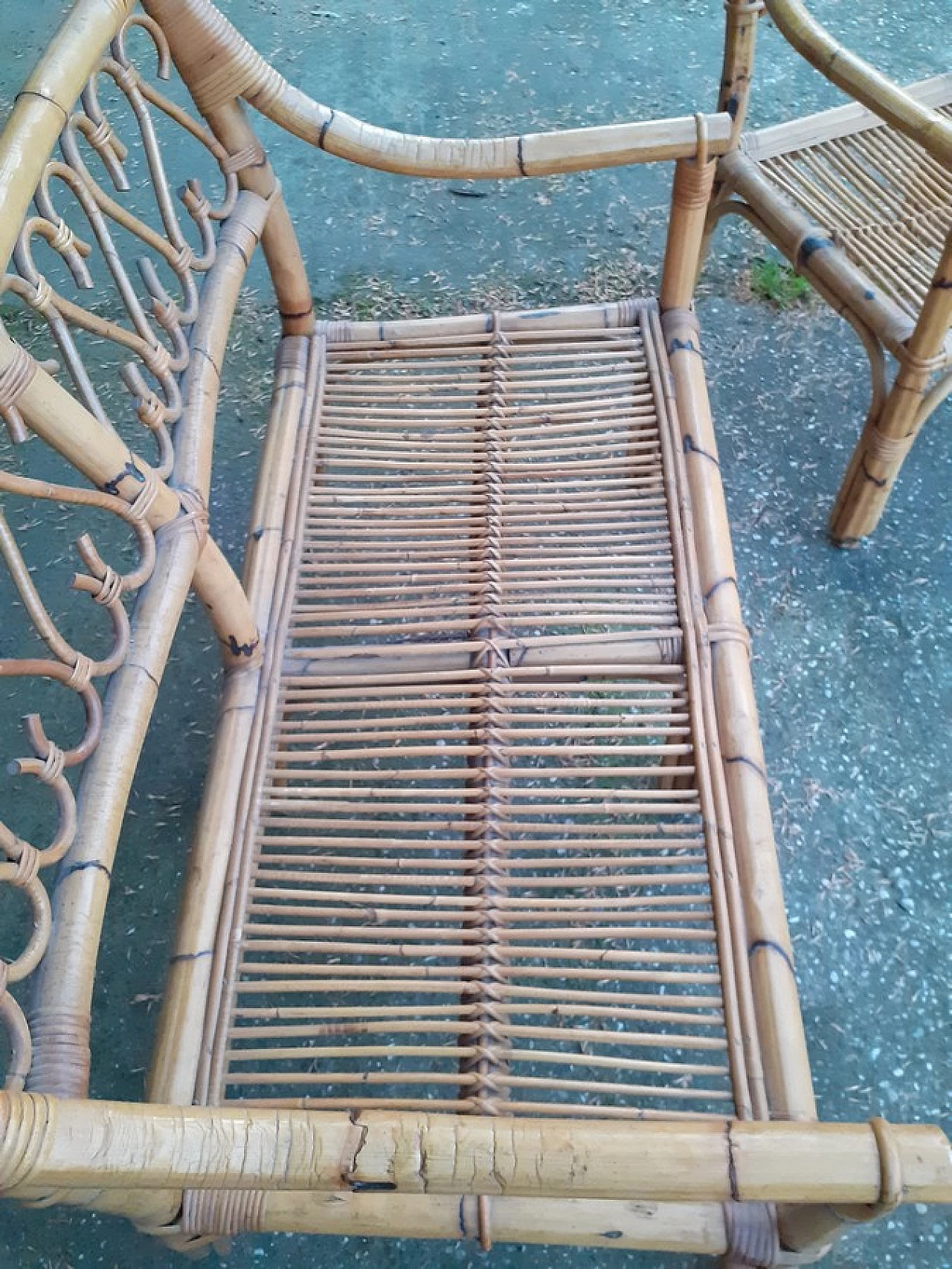 Bamboo sofa and pair of armchairs, 1970s 9