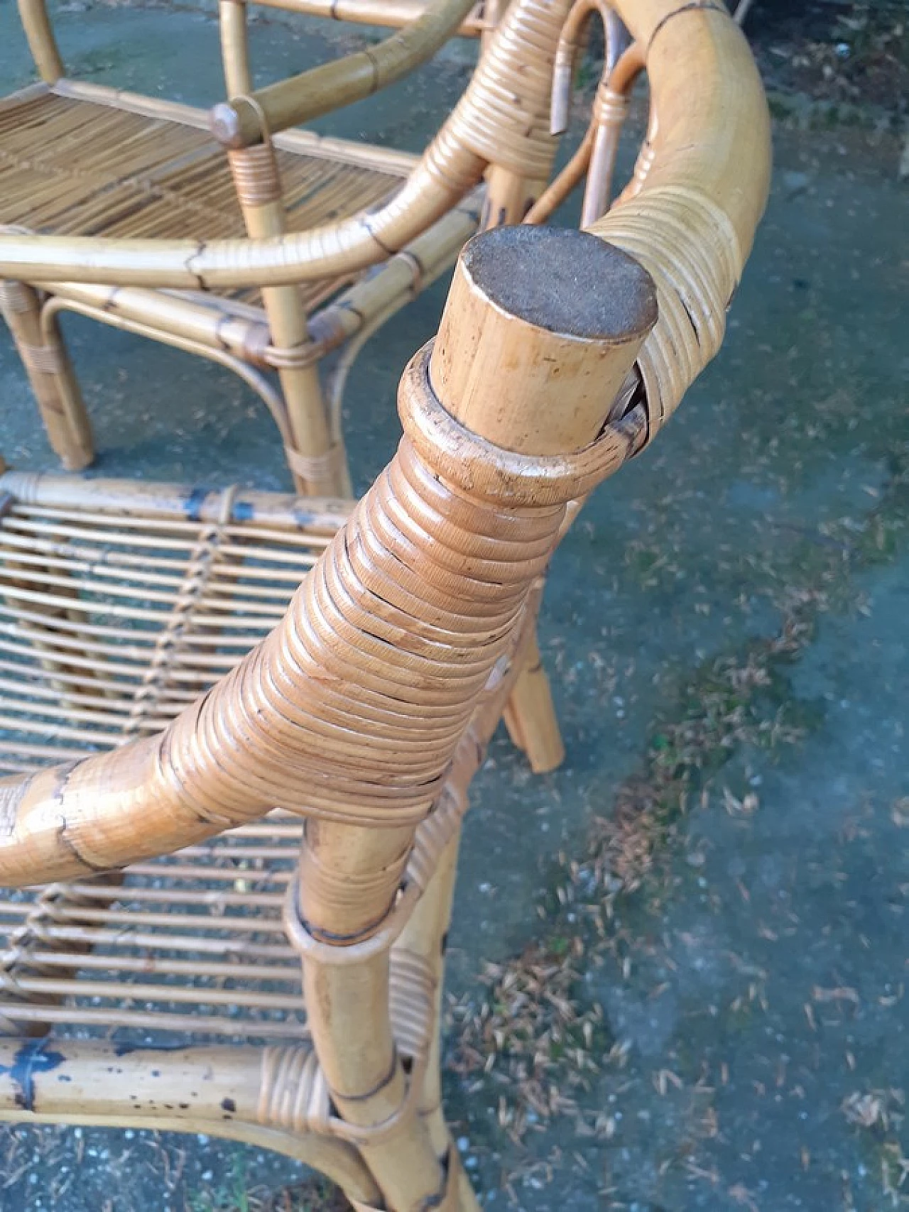 Bamboo sofa and pair of armchairs, 1970s 14