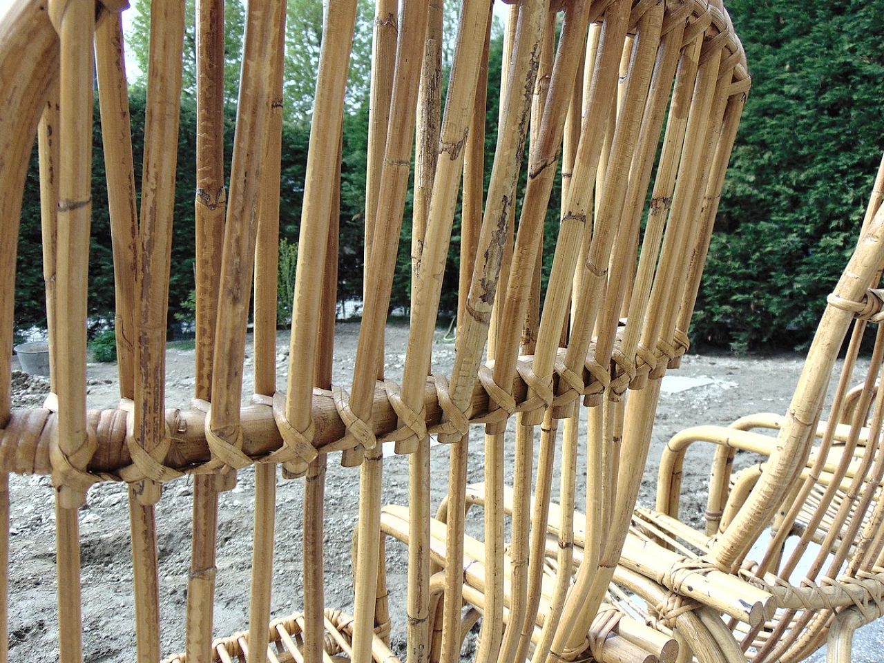 4 Bamboo armchairs, 1970s 9