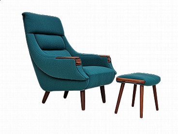 Danish armchair with footstool by H.W. Klein, 1960s
