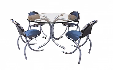 Tavolo con 4 sedie di Alberto Bazzani per studio Tetrarck, anni '70