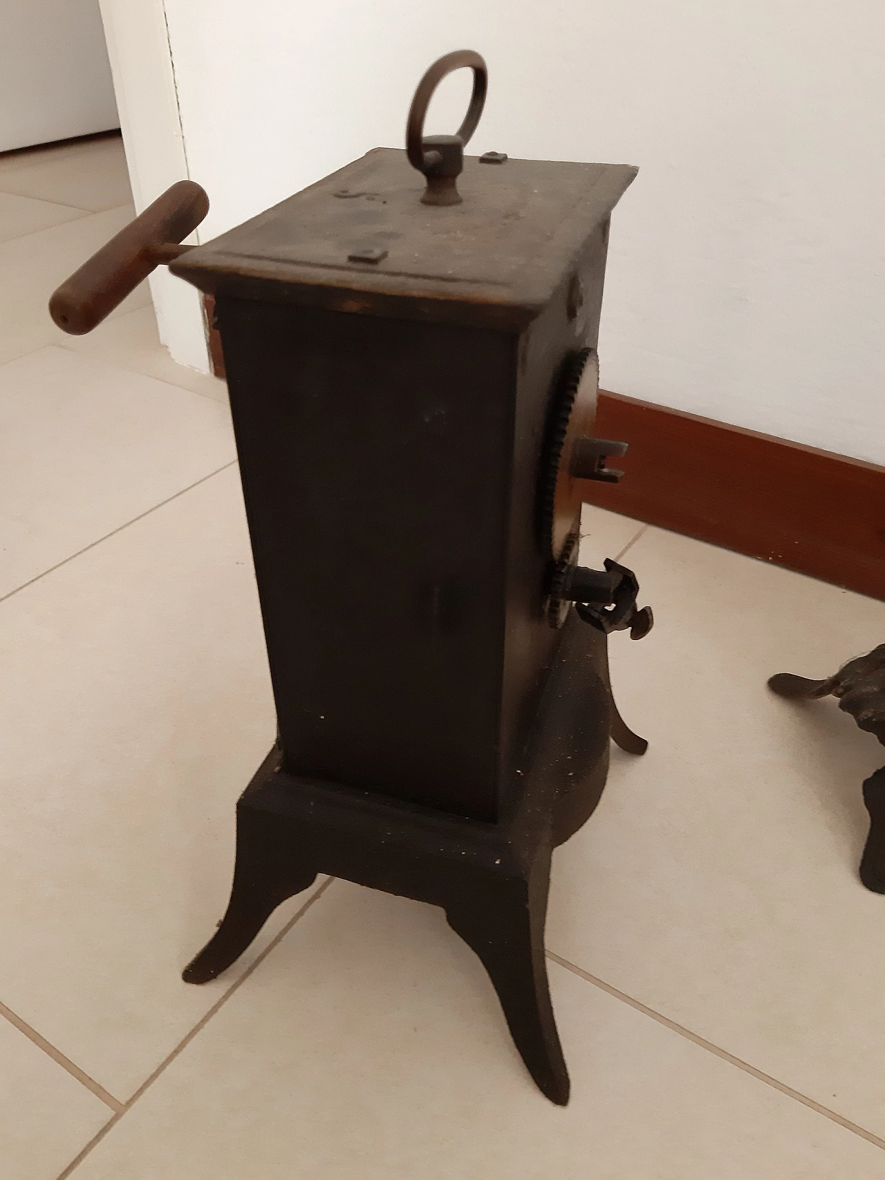 Girarrosto da camino in ghisa, inizio '900 5