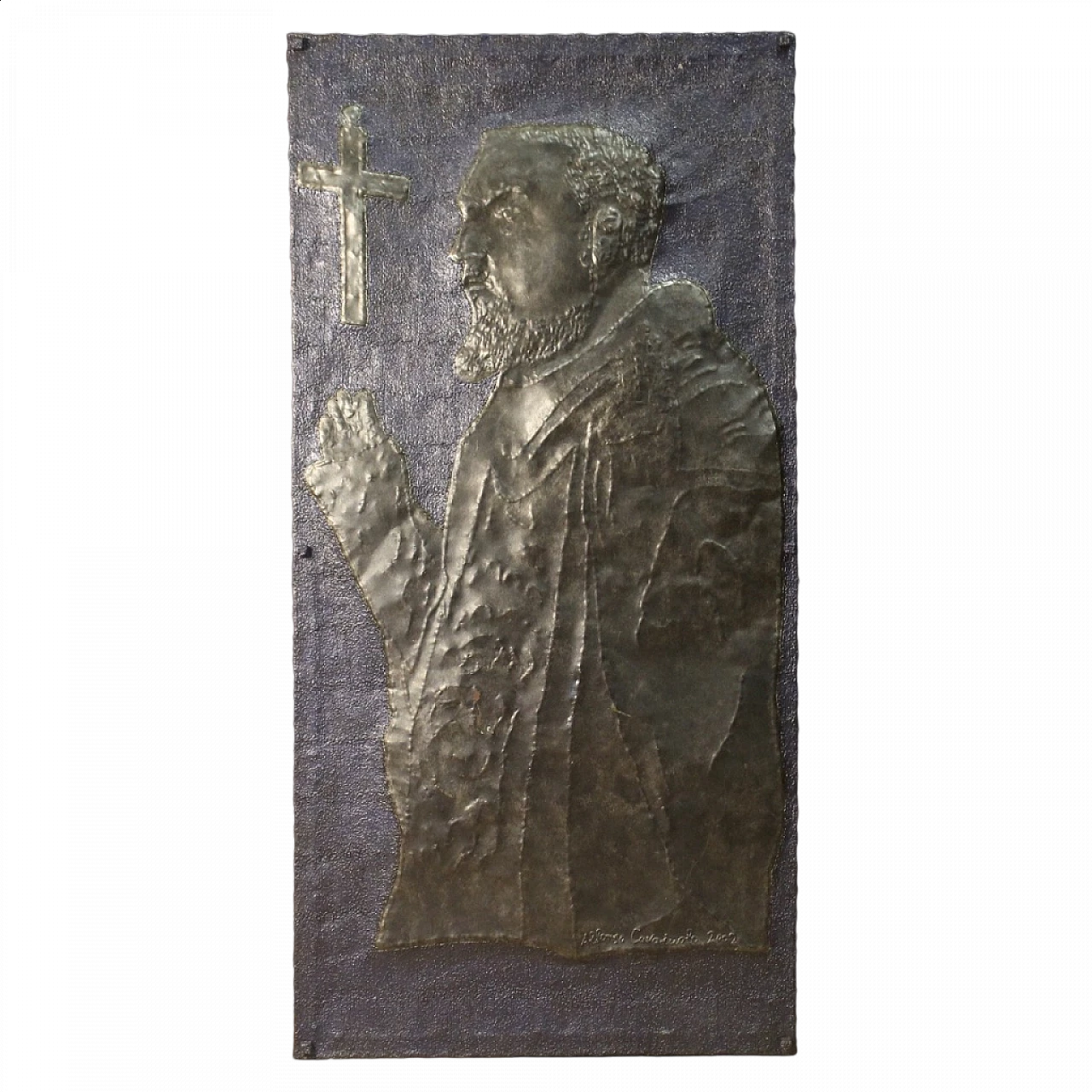 Alfonso Cavaiuolo, high relief in painted and chiselled metal, 2002 13