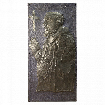 Alfonso Cavaiuolo, high relief in painted and chiselled metal, 2002