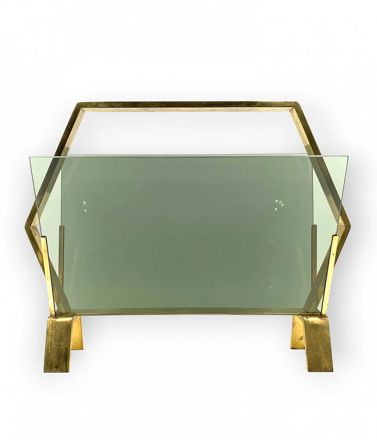 Brass and smoked glass magazine rack, 1970s 10