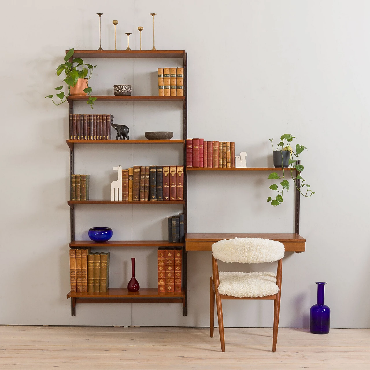 Teak bookcase with desk by Kai Kristiansen for FM Møbler, 1960s 1